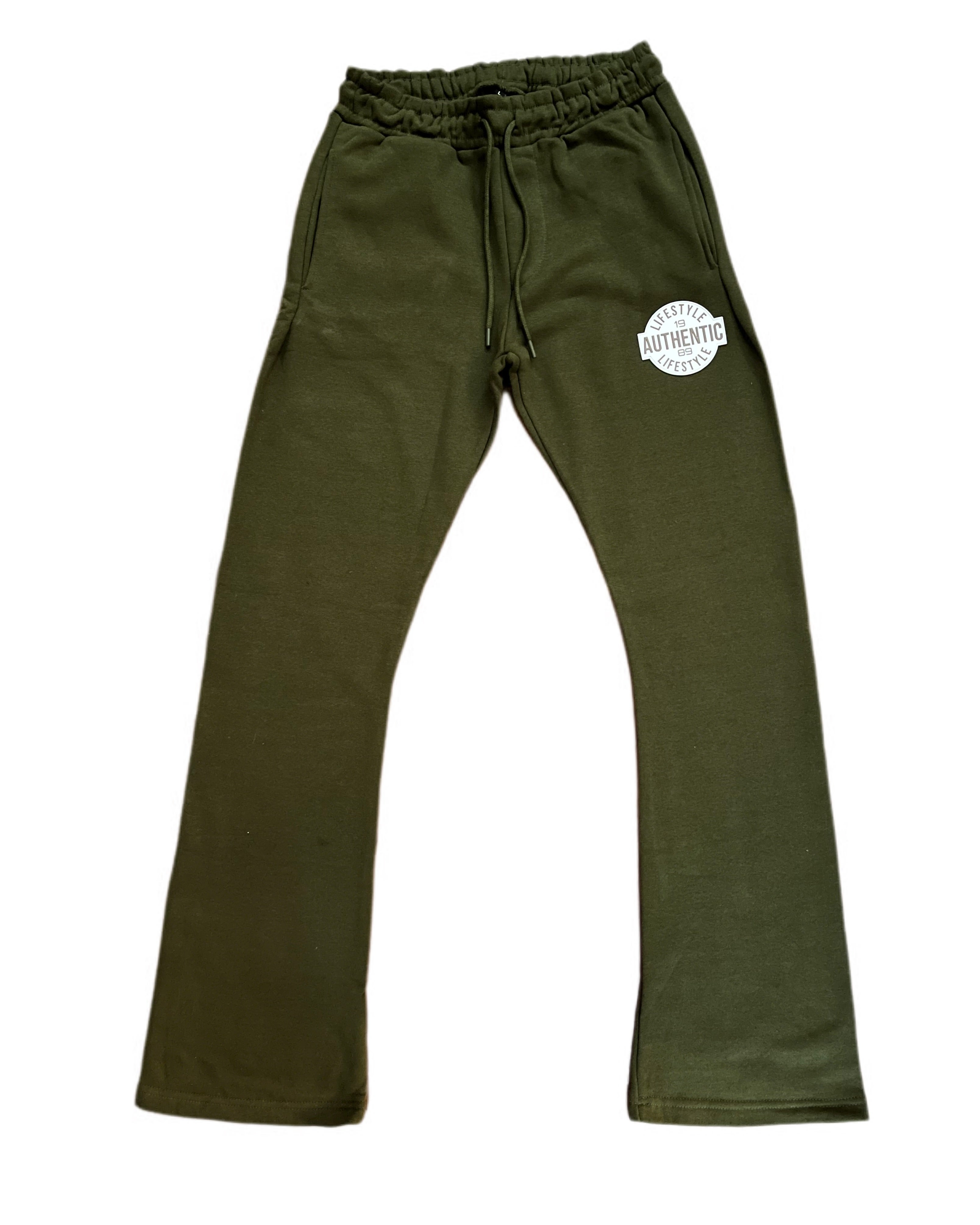 Olive Green Brown & White Authentic Lifestyle Stacked Jogger Set